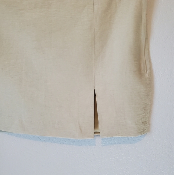 💚5/$25 H&M Linen Blend Mini Skirt Size 14 Beige - Picture 3 of 6